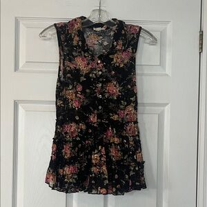 Hem & Thread Black Floral Tank Top
